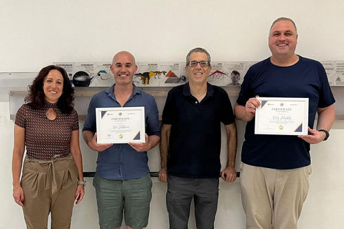 Kfir Shtokhamer and Nitay Yehezkely (holding certificates) from Hadassah Academic College, Jerusalem.